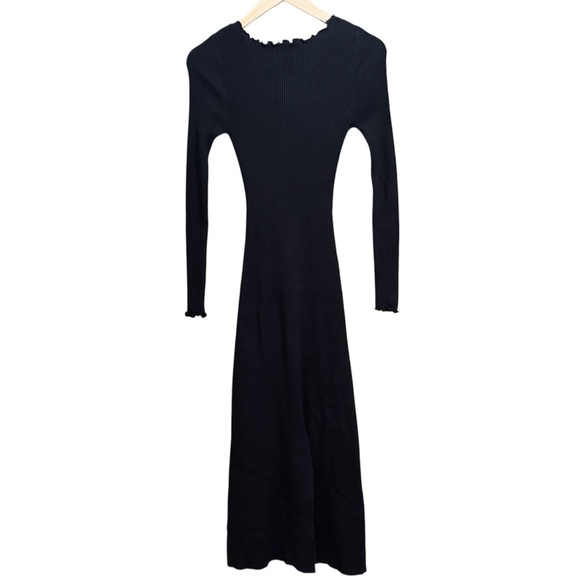 DISSH Sophia Ribbed Knit Long Sleeve Midi Dress Black - Picture 3 of 7